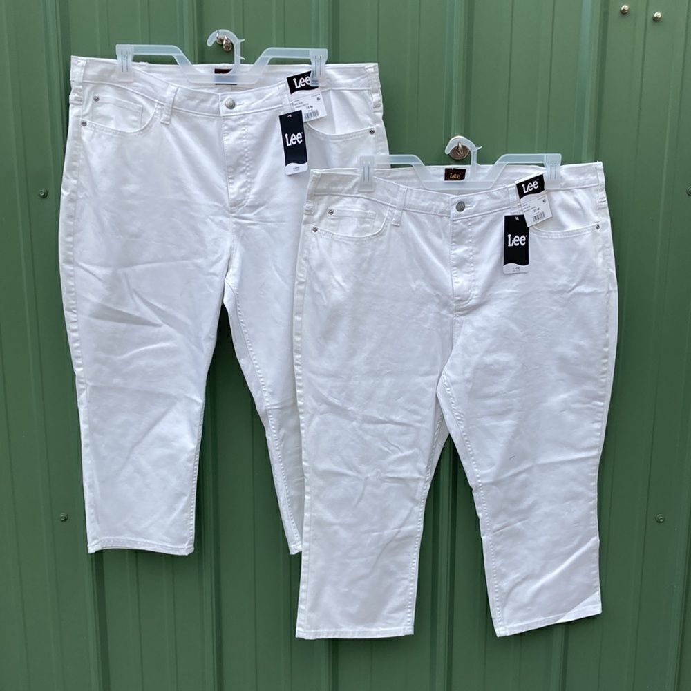 Women's White Lee Denim Capri Jeans Pants 2-Pack Size 22 M